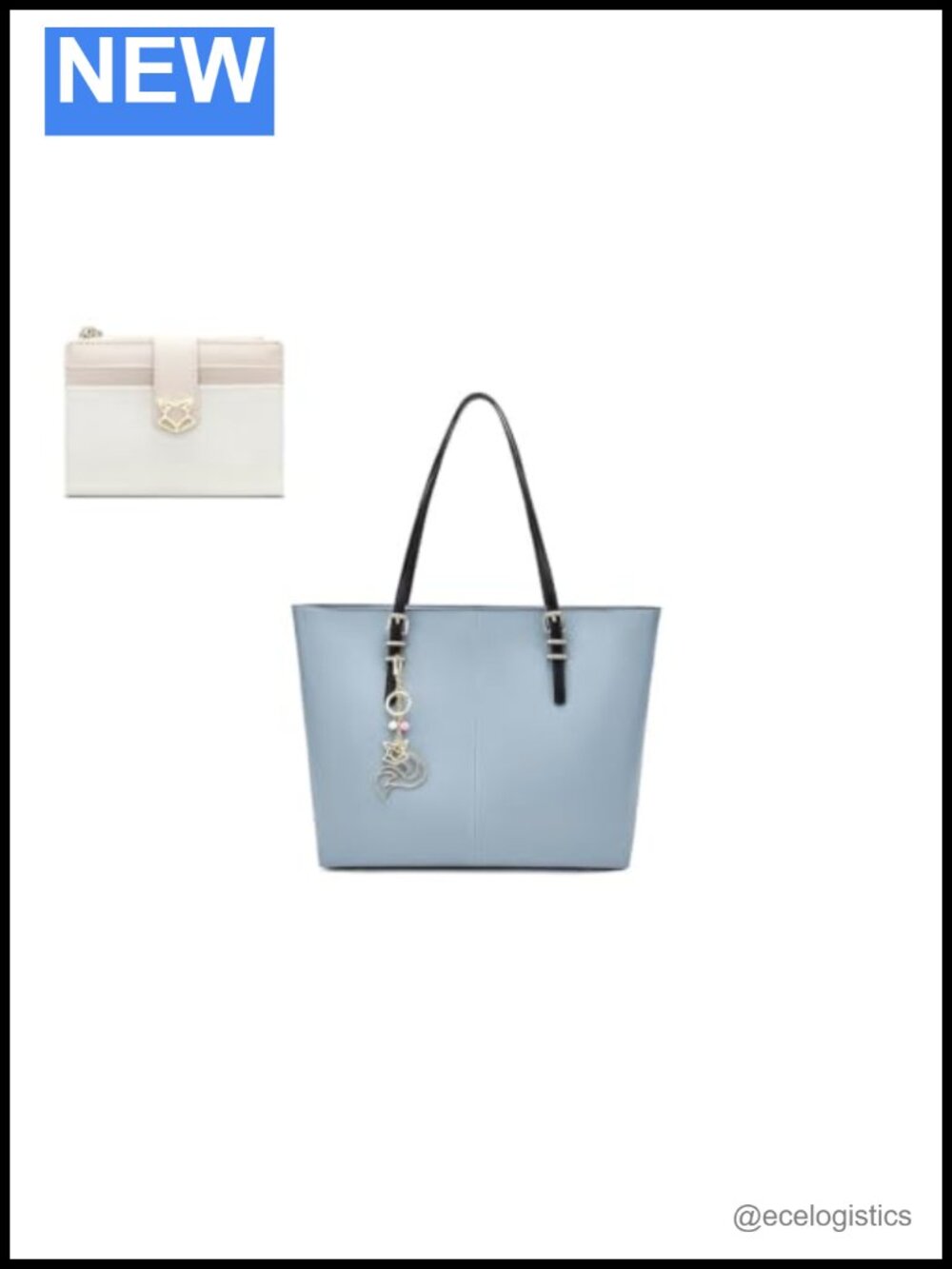 Genuine Leather Large Tote Bag with Slim Wallet